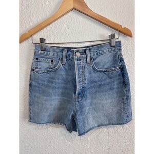 Denim Forum The Yoko Mid Thigh Short Light Wash High Rise Cut Off Jean Shorts 26